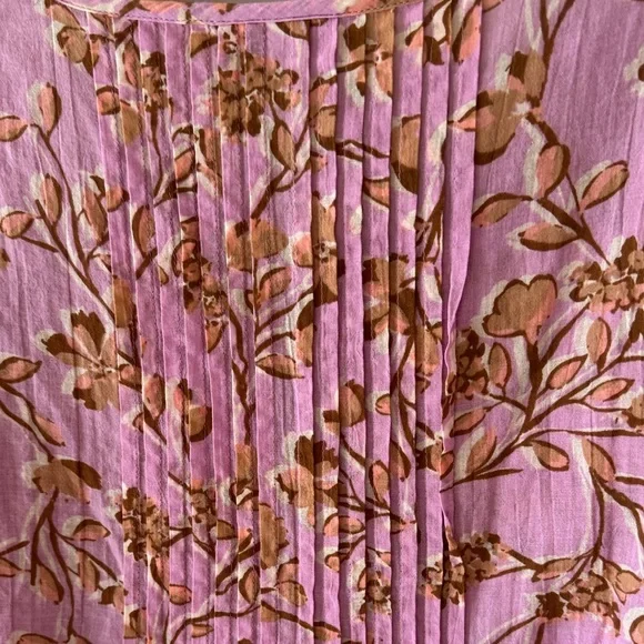 J. Jill Floral Button-Front Blouse with Brown/peach Print - Picture 8 of 9